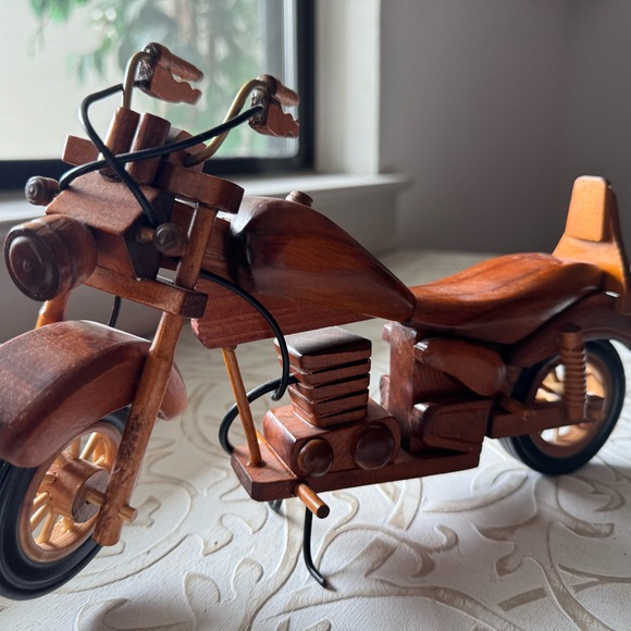 Handcrafted Wooden Motorcycle Model Decor - Picture 3 of 6